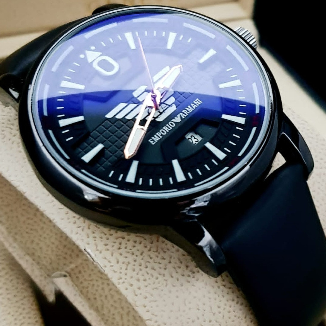 RELOJ ARMANI HOMBRE CUERO NEGRO