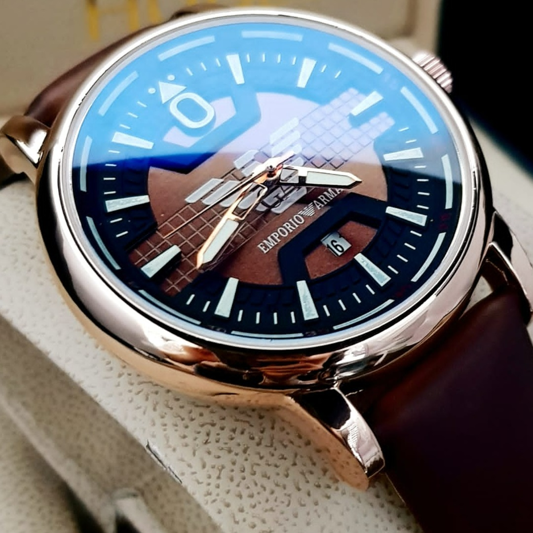RELOJ ARMANI HOMBRE CUERO NEGRO