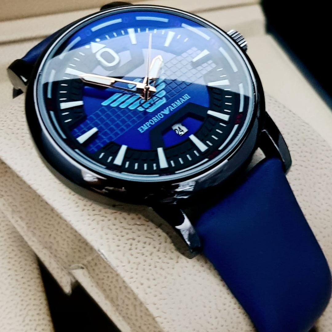 RELOJ ARMANI HOMBRE CUERO NEGRO