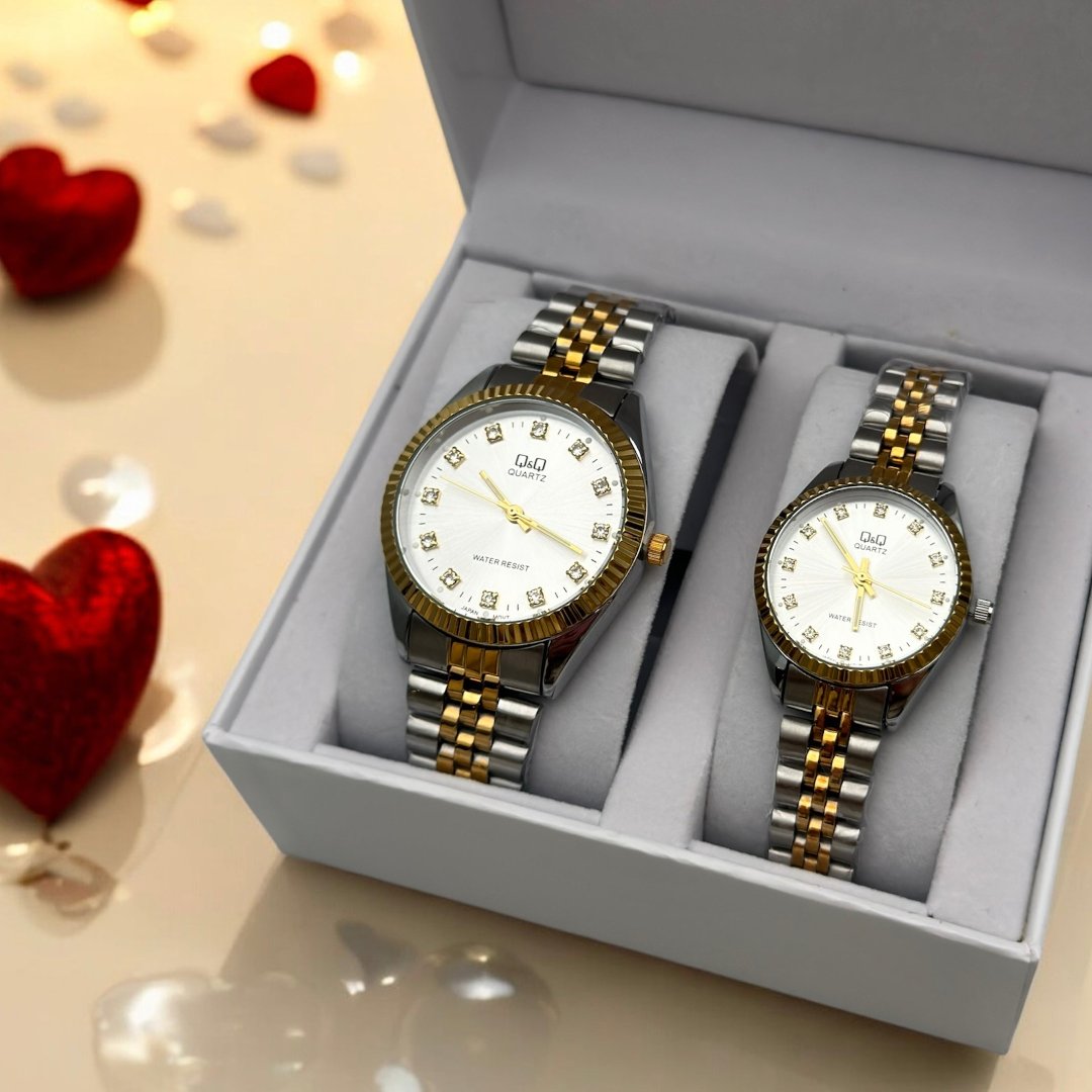 RELOJ Q&Q PAREJAS + ESTUCHE DE PAREJAS