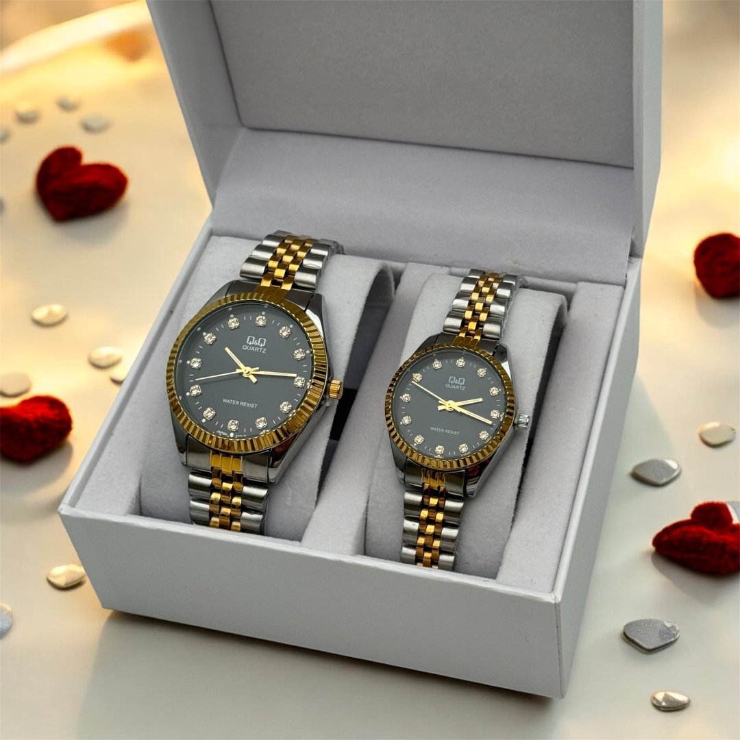 RELOJ Q&Q PAREJAS + ESTUCHE DE PAREJAS