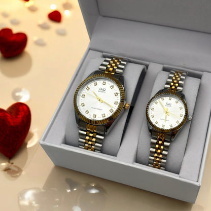 RELOJ Q&Q PAREJAS + ESTUCHE DE PAREJAS