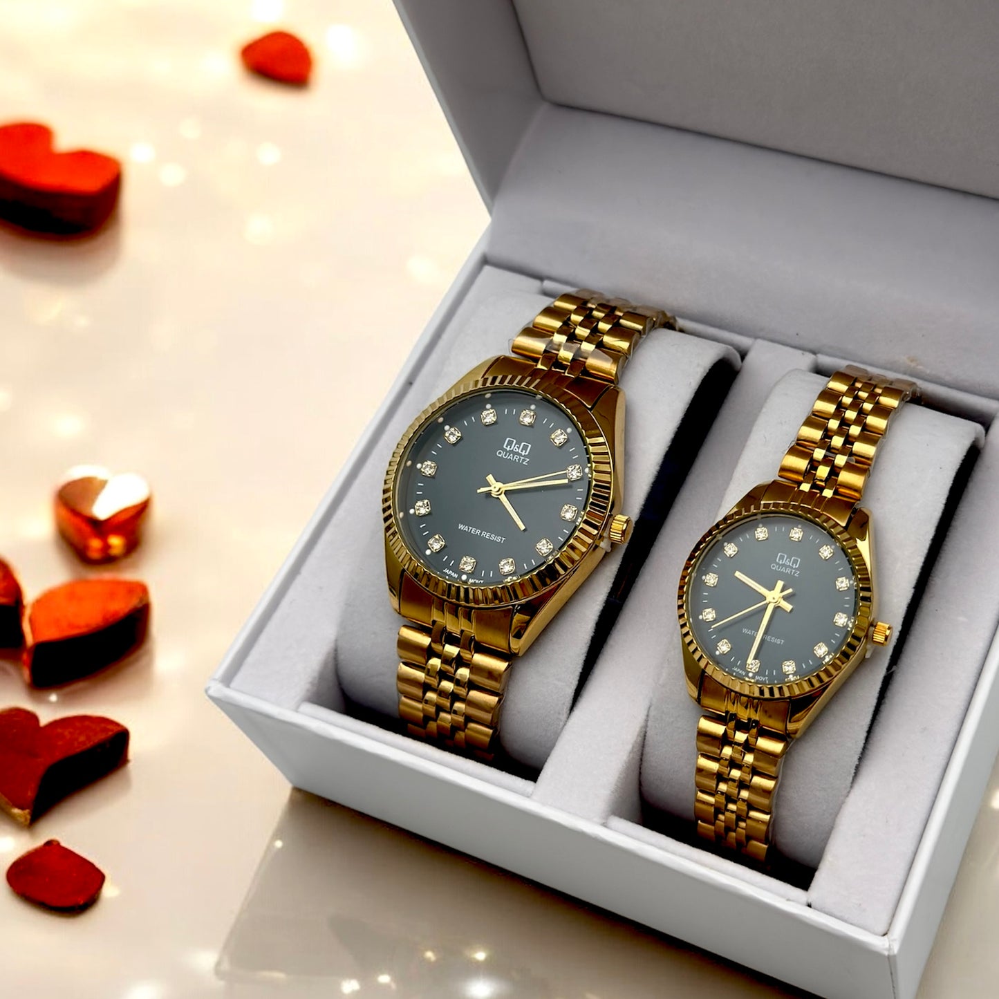 RELOJ Q&Q PAREJAS + ESTUCHE DE PAREJAS