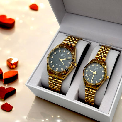 RELOJ Q&Q PAREJAS + ESTUCHE DE PAREJAS