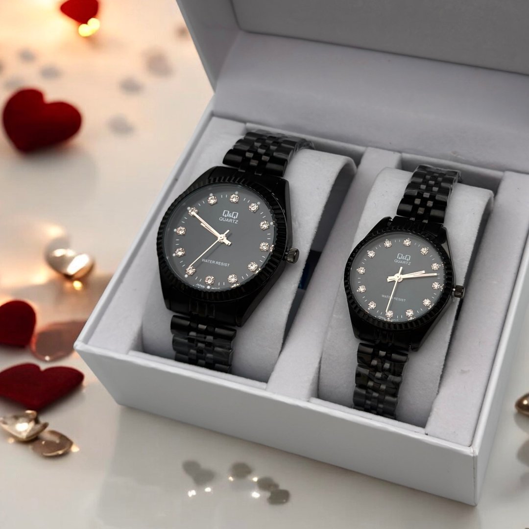 RELOJ Q&Q PAREJAS + ESTUCHE DE PAREJAS