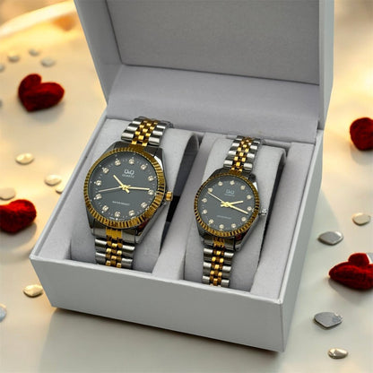 RELOJ Q&Q PAREJAS + ESTUCHE DE PAREJAS